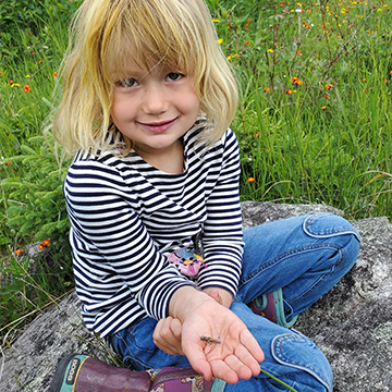 Little girl holding a bug
